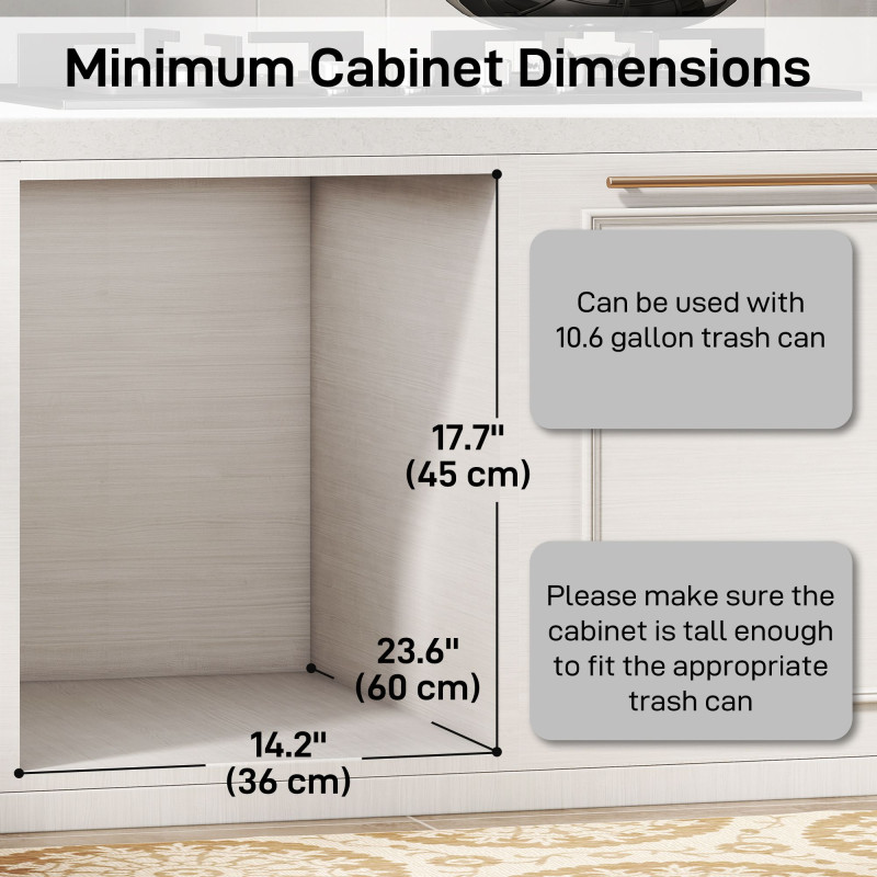 Pull Out Trash Can Under Cabinet, 10.6 Gallon (40L) Slide Out Garbage Can with 2 Removable Compartments, Grey
