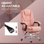 Massage Office Chair, Reclining Computer Chair with Adjustable Height and Footrest, Pink