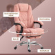 Massage Office Chair, Reclining Computer Chair with Adjustable Height and Footrest, Pink