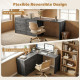 L Shaped Computer Desk Home Office Desk with 6 Drawers Black Wood Grain