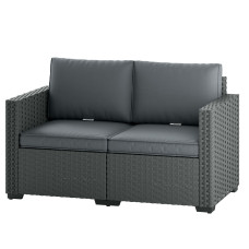 2 Seater Outdoor Couch Patio Sofa with Deep Seat, Cushions, Wide Armrests for Garden, Balcony, Porch, Dark Grey