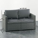 2 Seater Outdoor Couch Patio Sofa with Deep Seat, Cushions, Wide Armrests for Garden, Balcony, Porch, Dark Grey