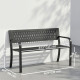 Outdoor Bench with Floral Backrest 2 Seater Garden Bench with Armrests for Yard Park Balcony Black