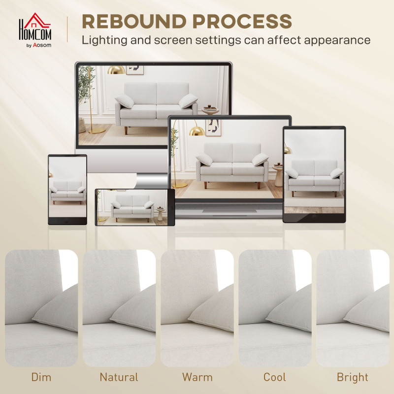 3 Seater Sofa, Velvet Upholstered Couch with Spring Cushions, Rubber Wood Legs and 2 Pillows, Cream White