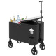 60-Qt Outdoor Patio Cooler Cart, Rolling Ice Chest with Adjustable Handle, Wheels, Bottle Opener, Drainage, Black