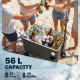 60-Qt Outdoor Patio Cooler Cart, Rolling Ice Chest with Adjustable Handle, Wheels, Bottle Opener, Drainage, Black
