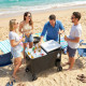 60-Qt Outdoor Patio Cooler Cart, Rolling Ice Chest with Adjustable Handle, Wheels, Bottle Opener, Drainage, Black