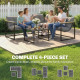 4 Piece Patio Furniture Set with Thick Cushions and Coffee Table, Patio Conversation Set for Porch, Balcony, Deck, Grey
