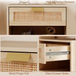 Floating Bedside Table Set of 2, Wall Mount Nordic Nightstands with Storage Drawer and Open Shelf for Bedroom, Oak