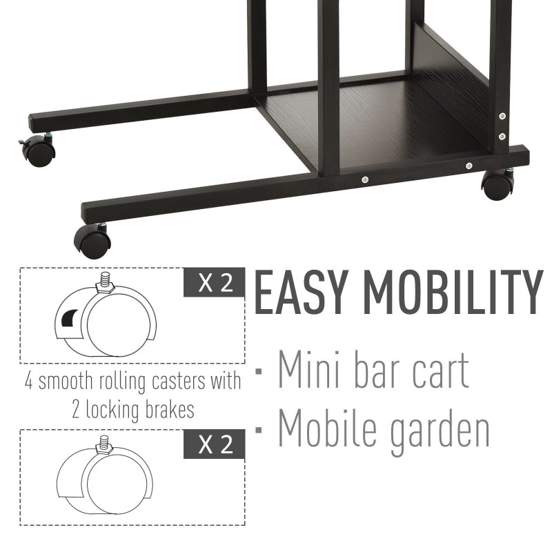 Mobile Standing Desk, Adjustable Height 31.5 inch Stand Up Desk with Wheels for Home Office, Black