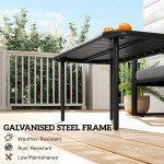 Outdoor Coffee Table, All-Weather Rectangle Metal Patio Coffee Table with Slatted Tabletop for Outside