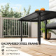 Outdoor Coffee Table, All-Weather Rectangle Metal Patio Coffee Table with Slatted Tabletop for Outside