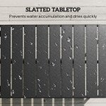 Outdoor Coffee Table, All-Weather Rectangle Metal Patio Coffee Table with Slatted Tabletop for Outside