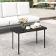 Outdoor Coffee Table, All-Weather Rectangle Metal Patio Coffee Table with Slatted Tabletop for Outside
