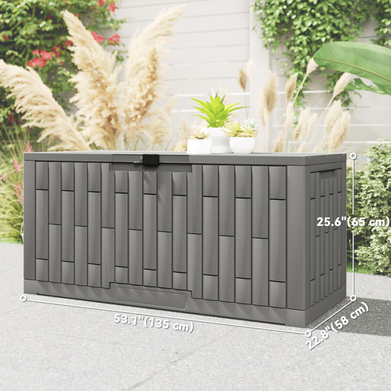 120 Gallon Resin Deck Box, Lockable Outdoor Storage Box, Splash-Resistant & UV Resistant Patio Storage Container
