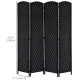 6ft Folding Room Divider, 4 Panel Wall Partition with Wooden Frame for Bedroom, Home Office, Black