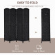 6ft Folding Room Divider, 4 Panel Wall Partition with Wooden Frame for Bedroom, Home Office, Black