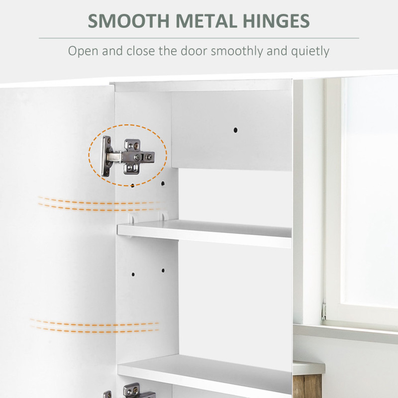Bathroom Mirror Cabinet, Wall-Mounted Storage Organizer with Double Doors, Adjustable Shelf, White