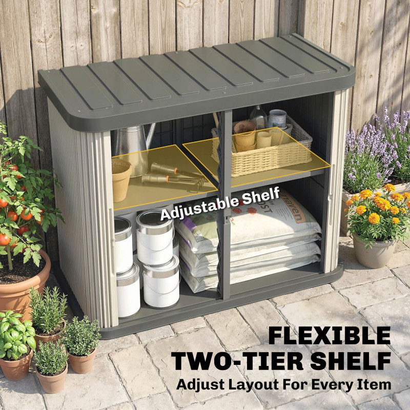 127 Gallon Outdoor Storage Box, UV Resistant Garden Storage Container for Patio, Porch, Poolside, Light Brown