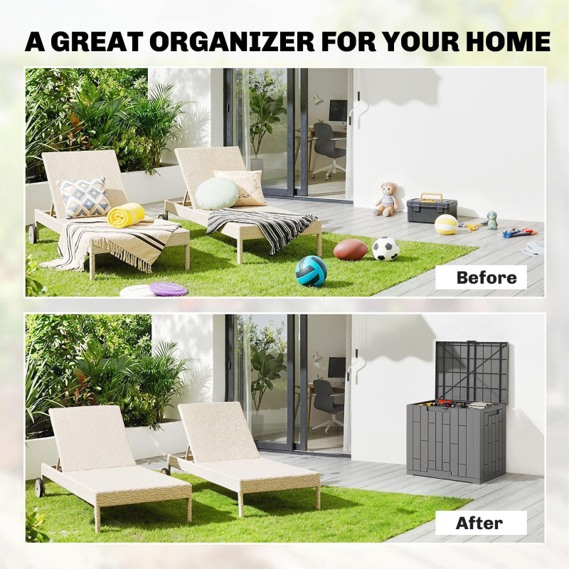 30 Gallon Resin Deck Box, Lockable Outdoor Storage Box, Splash-Resistant & UV Resistant Patio Storage Container