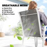 7 Piece Garden Dining Set, Garden Furniture Set with Rectangle Table and 6 Stackable Chairs
