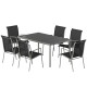 7 Piece Garden Dining Set, Garden Furniture Set with Rectangle Table and 6 Stackable Chairs