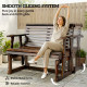 Outdoor Glider Bench, Wooden Glider Chair with 2 Cupholders, Slatted Seat and Armrests, Patio Swing Rocking Loveseat