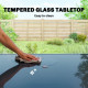 Outdoor Dining Table for 6 with Umbrella Hole, Metal Patio Dining Table with Tempered Glass Top