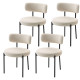 4 Pieces Kitchen Chairs, Modern Dining Chairs w/ Berber Fleece Upholstery and Steel Legs for Living Room, Beige
