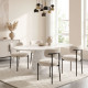 4 Pieces Kitchen Chairs, Modern Dining Chairs w/ Berber Fleece Upholstery and Steel Legs for Living Room, Beige