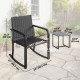 3 Pieces Rocking Bistro Set Outdoor Patio Furniture Set with Cushions, Glass Coffee Table for Balcony, Cream White