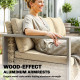 3-Seater Outdoor Couch, PE Wicker Patio Sofa with Deep Seat, Wood-Effect Aluminum Armrests, Cushions, Khaki