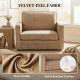 Accent Chair, Velvet-feel Fabric Armchair with Wide Seat, Spring Cushion, Solid Wood legs, Brown