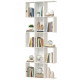5-Tier Bookshelf, S Shaped Geometric Bookcase with 15 Compartments, White Wood Grain