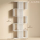 5-Tier Bookshelf, S Shaped Geometric Bookcase with 15 Compartments, White Wood Grain