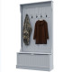4-In-1 Hall Tree with Coat Rack, Top Shelf, Shoe Storage and Bench Seat, Entryway Bench with 5 Hooks, Grey