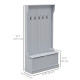 4-In-1 Hall Tree with Coat Rack, Top Shelf, Shoe Storage and Bench Seat, Entryway Bench with 5 Hooks, Grey