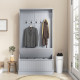 4-In-1 Hall Tree with Coat Rack, Top Shelf, Shoe Storage and Bench Seat, Entryway Bench with 5 Hooks, Grey