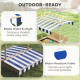 Kids Wooden Sandbox Outdoor Backyard Playset Children Play Station w/ Adjustable Canopy & Convertible Bench Sand for 3-7 Years Old