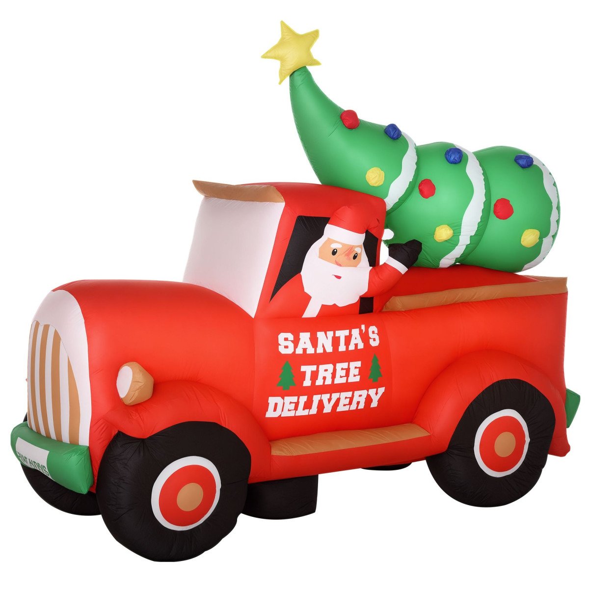 6ft Christmas Inflatable Santa Claus Driving A Truck with LED Lights, Blow-Up Outdoor LED Yard Display for Lawn, Garden, Party