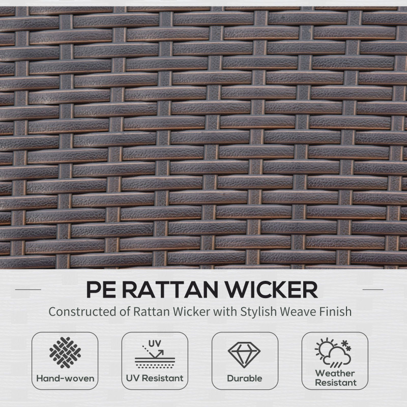 4 PCS Patio PE Rattan Wicker Sofa Set Outdoor Conversation Furniture w/ Two Tier Tea Table & Cushions, Red