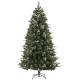 HOMCM 7FT Artificial Christmas Snow Pine Tree Holiday Home Xmas Decoration with Automatic Open, Pinecone, Green