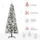 6 Foot Pencil Snow Flocked Artificial Christmas Tree with 600 Pine Realistic Branches, Pine Cones, Red Berries, Auto Open, Green