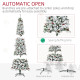 7.5 Foot Pencil Snow Flocked Artificial Christmas Tree with 950 Pine Realistic Branches, Pine Cones, Red Berries, Auto Open, Green