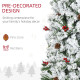 7.5 Foot Pencil Snow Flocked Artificial Christmas Tree with 950 Pine Realistic Branches, Pine Cones, Red Berries, Auto Open, Green