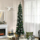 7.5FT Artificial Snow Dipped Christmas Tree Xmas Pencil Tree Holiday Home Indoor Decoration with Foldable Black Stand, Green