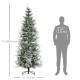 7.5 Feet Pencil Snow Flocked Artificial Christmas Tree with 880 Realistic Cypress Branches, Auto Open, Green