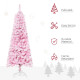 5 FT Snow Flocked Artificial Christmas Tree, Pencil Xmas Tree with Realistic Branches, Auto Open and Steel Base, Pink