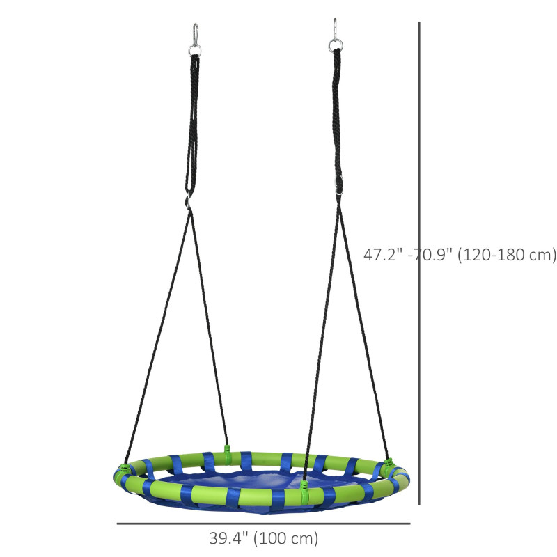40 Inch Saucer Tree Swing Set for Kids with Adjustable Hanging Ropes, Steel Frame for Kids, 330lbs Capacity, Blue