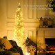 6' Pre Lit Artificial Pencil Christmas Trees, Xmas Tree with Realistic Branches and Warm White LED Lights, White
